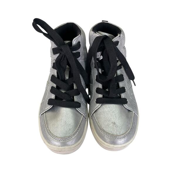 Art Class Girl's Metallic Faux Leather High-Top Sneakers Silver Size 2 - Picture 7 of 7